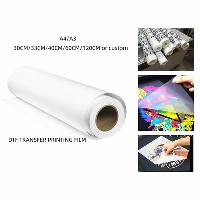 DTF Transfer Film Roll 60cm*100m Double Sides Matte Clear PreTreat PET Χάρτης μεταφοράς θερμότητας Ψυχρό και ζεστό peeling