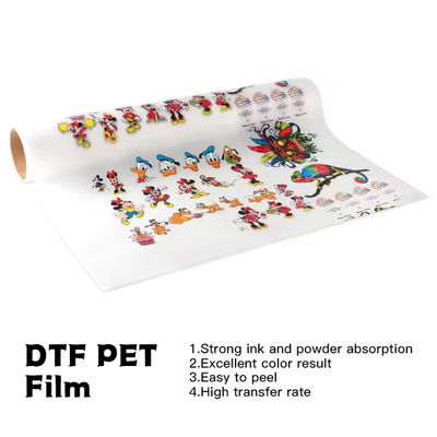 Φύλλα μεταφοράς DTF 30CM x 100M 75U συμβατή με CMYK + λευκό μελάνι για εκτύπωση ενδυμάτων
